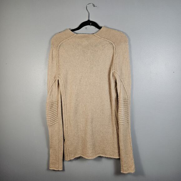 H&M Tunic Sweater Wool/Mohair Blend Tan Womens Size 12 Ribbed Accents Soft Cozy - Picture 2 of 6